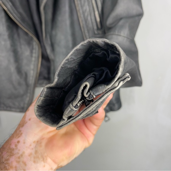 All Saints Black Leather Biker Jacket US 2 - Picture 7 of 14